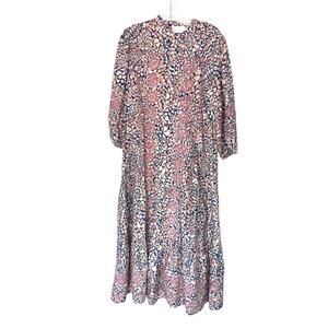 Christy Lynn Pink Blue‎ Button Front Floral Cottagecore Ellie Maxi Dress Large